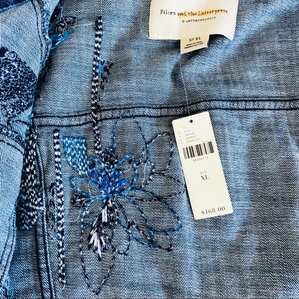 Anthro Pilcro Sequined Denim Jacket Size XL - Picture 8 of 8